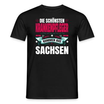Die Schönsten Krankenpfleger Kommen Aus Sachsen - Männer T-Shirt - Schwarz - Vorne - AI Model Male 178 light (178cm)