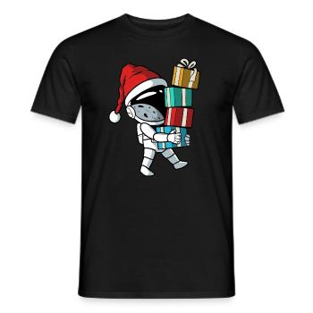 Astronaute de Noël avec cadeaux - T-shirt homme - noir - Devant - AI Model Male 178 light (178cm)