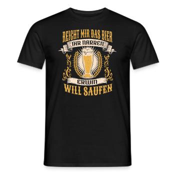 Reicht Mir Das Bier Erwin Saufen Namen - Männer T-Shirt - Schwarz - Vorne - AI Model Male 178 light (178cm)