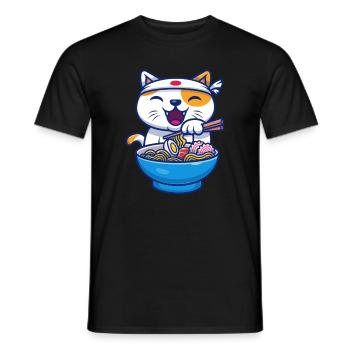 Ramen Cat Japon Kawaii - T-shirt homme - noir - Devant - AI Model Male 178 light (178cm)