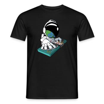 DJ Astronaut Disc Jockey - Men's T-Shirt - black - Front - AI Model Male 178 light (178cm)