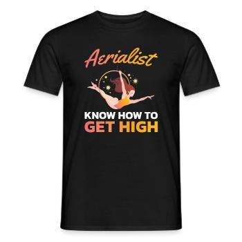 Aerial acrobats know how to get up. - Men's T-Shirt - black - Front - AI Model Male 178 light (178cm)
