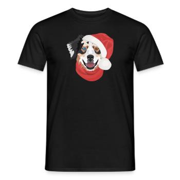 Australian Shepherd Merry Christmas - Men's T-Shirt - black - Front - AI Model Male 178 light (178cm)