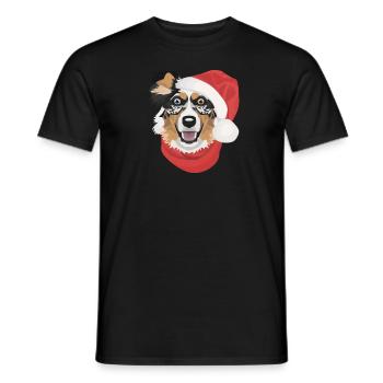 Australian Shepherd Merry Christmas - Men's T-Shirt - black - Front - AI Model Male 178 light (178cm)