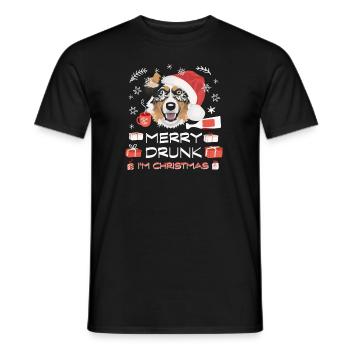 Marché de Noël du berger australien - T-shirt homme - noir - Devant - AI Model Male 178 light (178cm)
