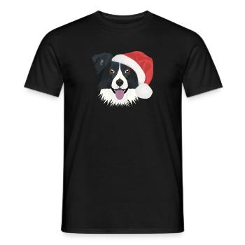 Border Collie Merry Christmas - Men's T-Shirt - black - Front - AI Model Male 178 light (178cm)