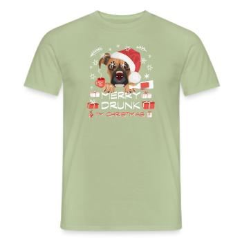 Boxer Christmas Market - Men's T-Shirt - sage - Front - AI Model Male 178 light (178cm)