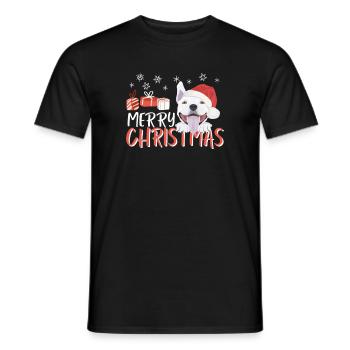 Bull Terrier Joyeux Noël - T-shirt homme - noir - Devant - AI Model Male 178 light (178cm)