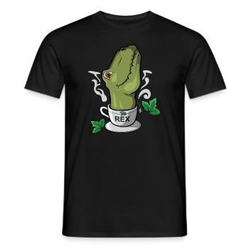 Tea-Rex Tea Time Tea Drinker Dinosaurs - Men's T-Shirt - black - Front - AI Model Male 178 light (178cm)