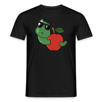 Niedlicher Wurm in einem Apfel - Männer T-Shirt - Schwarz - Vorne - AI Model Male 178 light (178cm)