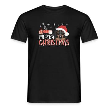 Dachshund Merry Christmas - Men's T-Shirt - black - Front - AI Model Male 178 light (178cm)