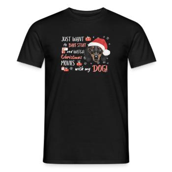 Dachshund Merry Christmas - Men's T-Shirt - black - Front - AI Model Male 178 light (178cm)