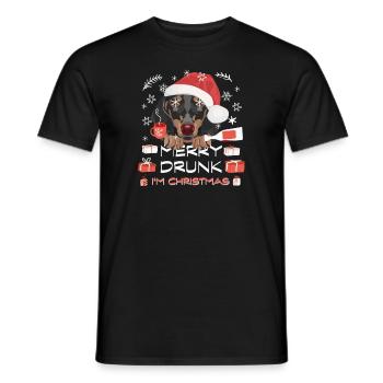 Marché de Noël du teckel - T-shirt homme - noir - Devant - AI Model Male 178 light (178cm)