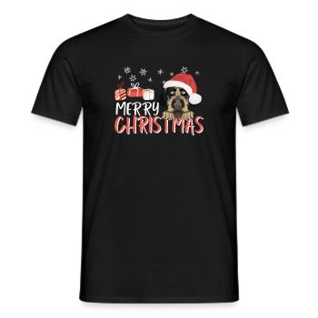 German Wirehair Merry Christmas - Men's T-Shirt - black - Front - AI Model Male 178 light (178cm)