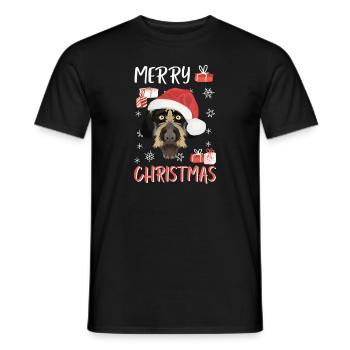 German Wirehair Merry Christmas - Men's T-Shirt - black - Front - AI Model Male 178 light (178cm)