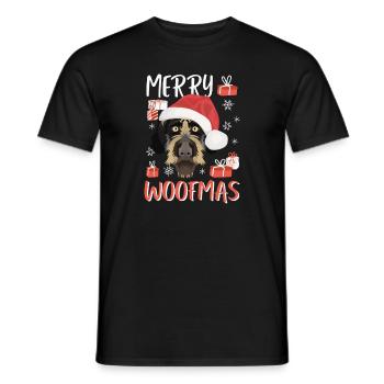 German Wirehair Merry Christmas - Men's T-Shirt - black - Front - AI Model Male 178 light (178cm)