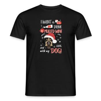 German Wirehair Mulled Wine Christmas - Men's T-Shirt - black - Front - AI Model Male 178 light (178cm)