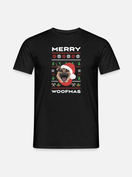 German Shepherd Merry Christmas - Men's T-Shirt - black