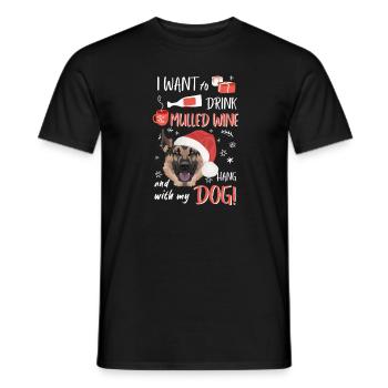 Berger allemand Vin chaud Noël - T-shirt homme - noir - Devant - AI Model Male 178 light (178cm)