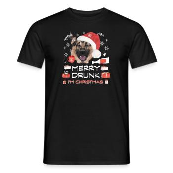 German Shepherd Christmas Market - Men's T-Shirt - black - Front - AI Model Male 178 light (178cm)