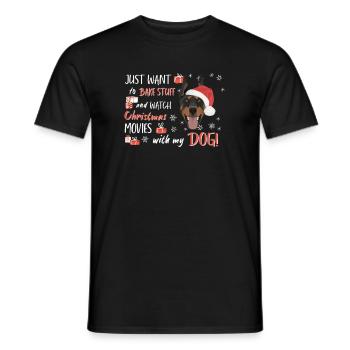 Doberman Merry Christmas - Men's T-Shirt - black - Front - AI Model Male 178 light (178cm)