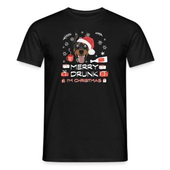 Marché de Noël Doberman - T-shirt homme - noir - Devant - AI Model Male 178 light (178cm)