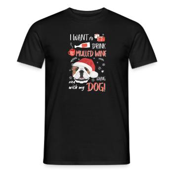 Bouledogue anglais vin chaud Noël - T-shirt homme - noir - Devant - AI Model Male 178 light (178cm)