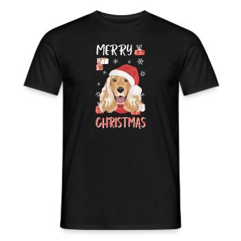 Deutsch Cocker Spaniel Joyeux Noël - T-shirt homme - noir - Devant - AI Model Male 178 light (178cm)