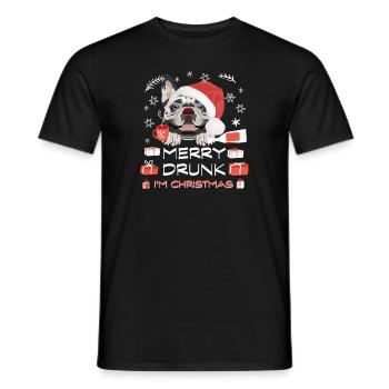 French Bulldog Christmas Market - Men's T-Shirt - black - Front - AI Model Male 178 light (178cm)