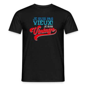 Homme Vieux Papy Fête Des Grands-Pères - T-shirt homme - noir - Devant - AI Model Male 178 light (178cm)