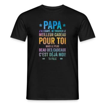 Papa Meilleur Cadeau C'est Moi Ta Fille - T-shirt homme - noir - Devant - AI Model Male 178 light (178cm)