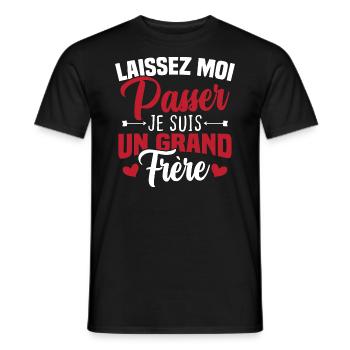 Laissez moi passer je suis un grand frère - T-shirt homme - noir - Devant - AI Model Male 178 light (178cm)