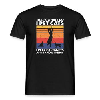 That's What Do Pet Cats Play Castanets Know Things - Men's T-Shirt - black - Front - AI Model Male 178 light (178cm)