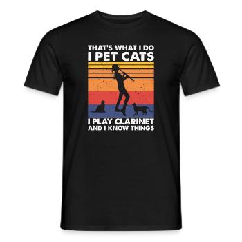 That's What Do Pet Cats Play Clarinet Know Things - Men's T-Shirt - black - Front - AI Model Male 178 light (178cm)