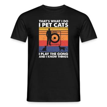 That's What Do Pet Cats Play The Gong Know Things - Men's T-Shirt - black - Front - AI Model Male 178 light (178cm)