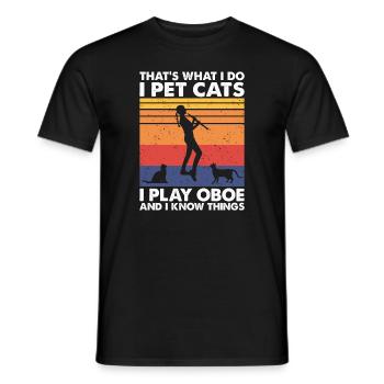 That's What Do Pet Cats Play Oboe & Know Things - Men's T-Shirt - black - Front - AI Model Male 178 light (178cm)