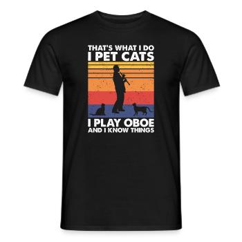 That's What Do Pet Cats Play Oboe & Know Things - Men's T-Shirt - black - Front - AI Model Male 178 light (178cm)