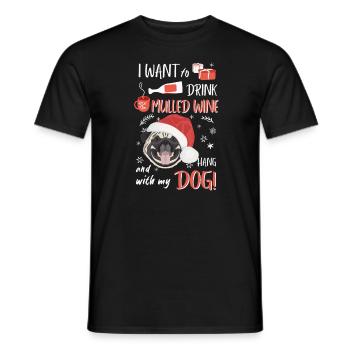 Mops Glühwein Weihnachten - Männer T-Shirt - Schwarz - Vorne - AI Model Male 178 light (178cm)