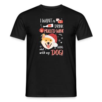 Shiba Inu vin chaud Noël - T-shirt homme - noir - Devant - AI Model Male 178 light (178cm)