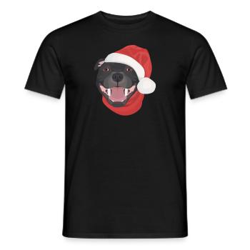 Staffordshire Bull Terrier Joyeux Noël - T-shirt homme - noir - Devant - AI Model Male 178 light (178cm)