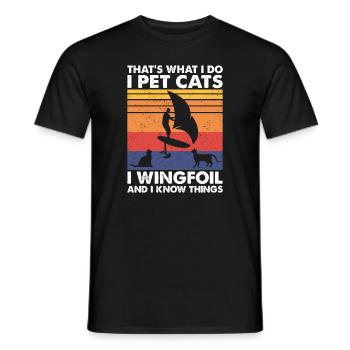 That's What Do Pet Cats Wingfoil & Know Things - Men's T-Shirt - black - Front - AI Model Male 178 light (178cm)