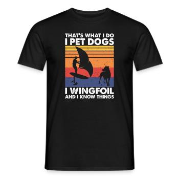 That's What Do Pet Dogs Wingfoil & Know Things - Men's T-Shirt - black - Front - AI Model Male 178 light (178cm)