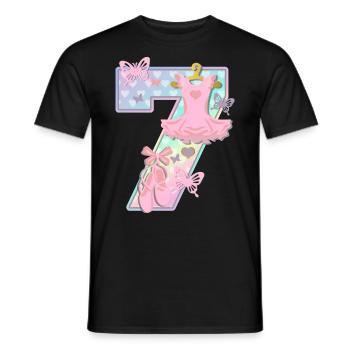 Ballerina 7. Geburtstagsparty Nummer 7 - 7 Jahre - Männer T-Shirt - Schwarz - Vorne - AI Model Male 178 light (178cm)