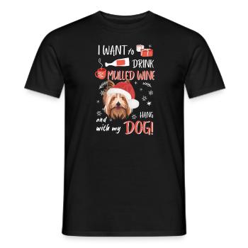 Yorkshire Terrier vin chaud Noël - T-shirt homme - noir - Devant - AI Model Male 178 light (178cm)
