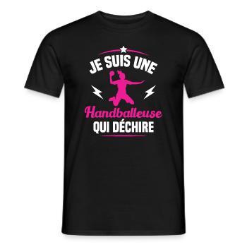 Je suis une handballeuse qui déchire - T-shirt homme - noir - Devant - AI Model Male 178 light (178cm)