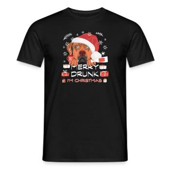 Rhodesian Ridgeback Christmas Market - Men's T-Shirt - black - Front - AI Model Male 178 light (178cm)