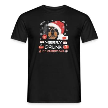 Wire-haired Dachshund Christmas Market - Men's T-Shirt - black - Front - AI Model Male 178 light (178cm)