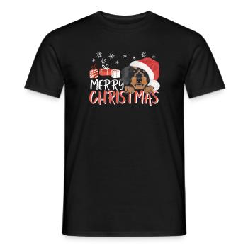 Wire-haired Dachshund Merry Christmas - Men's T-Shirt - black - Front - AI Model Male 178 light (178cm)