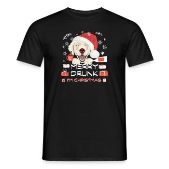Golden Retriever Christmas Market - Men's T-Shirt - black - Front - AI Model Male 178 light (178cm)