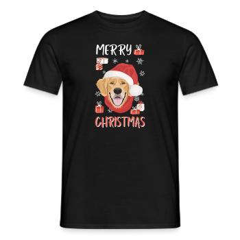 Golden Retriever Merry Christmas - Men's T-Shirt - black - Front - AI Model Male 178 light (178cm)
